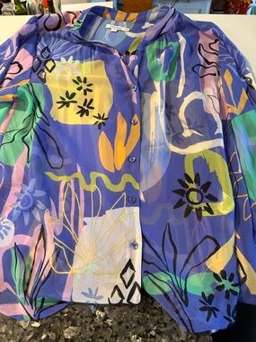 Chico's Purple Multicolor Abstract Print Top 2.5 size